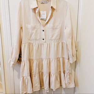 Zara Button Up Ruffle Dress